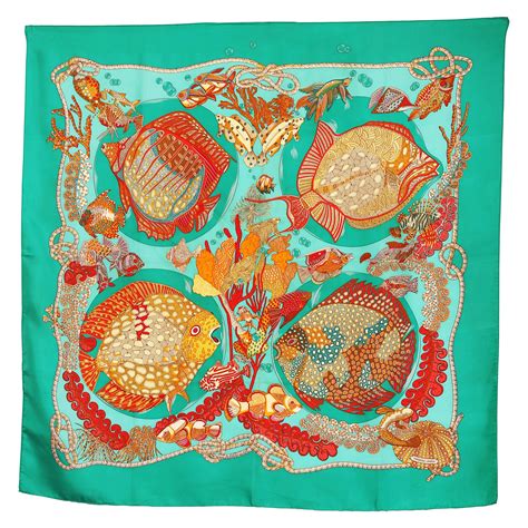 grand fonds hermes scarf|HERMES Silk Grands Fonds Detail Scarf 90 .